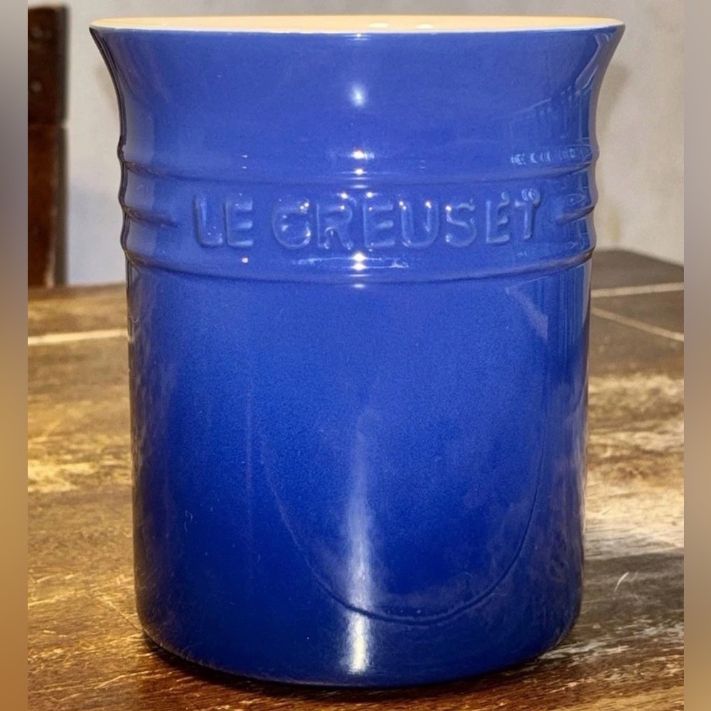 Le Creuset Utensil Crock Holder Container Stoneware Cobalt Blue